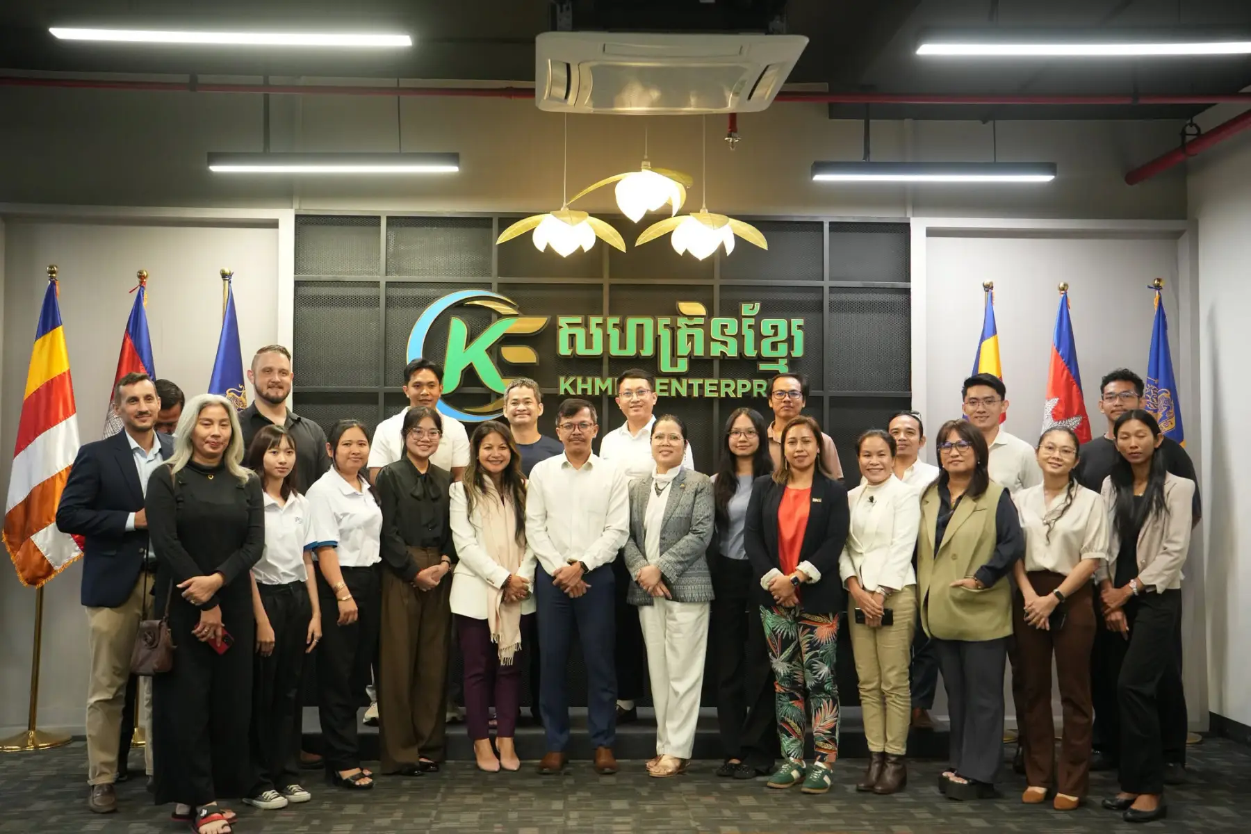 The Khmer Enterprise team with partners and the entrepreneurial community